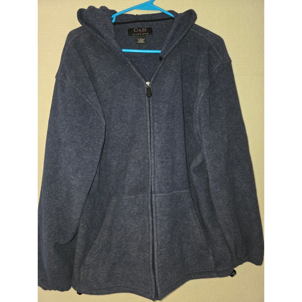 Croft & Barrow Sport Mens Fleece Hoodie Full Zip Blue Heathered Jacket Size M